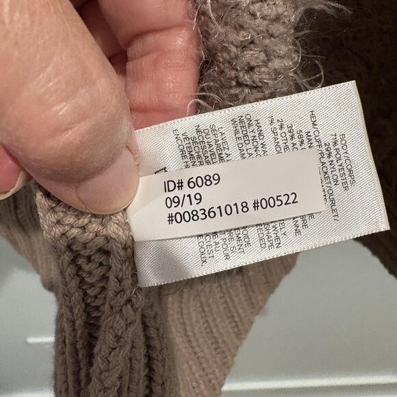 NWT Express Sweater Womens XS Tan Mocha Hooded Open Front Cardigan Cozy Fuzzy - Picture 12 of 13